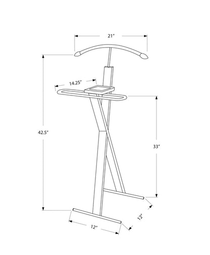 Accent de chambre en métal chromé expresso|Meuble d'appoint de chambre à coucher espresso et en métal chromé|D90FDAO0