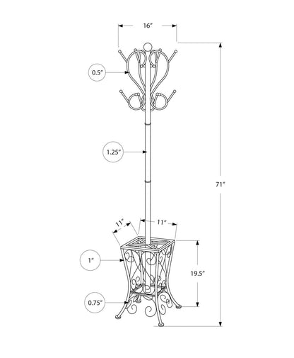Portemanteau en métal noir avec support à parapluie|Black Metal with An Umbrella Holder Coat Rack|D90FUQH2