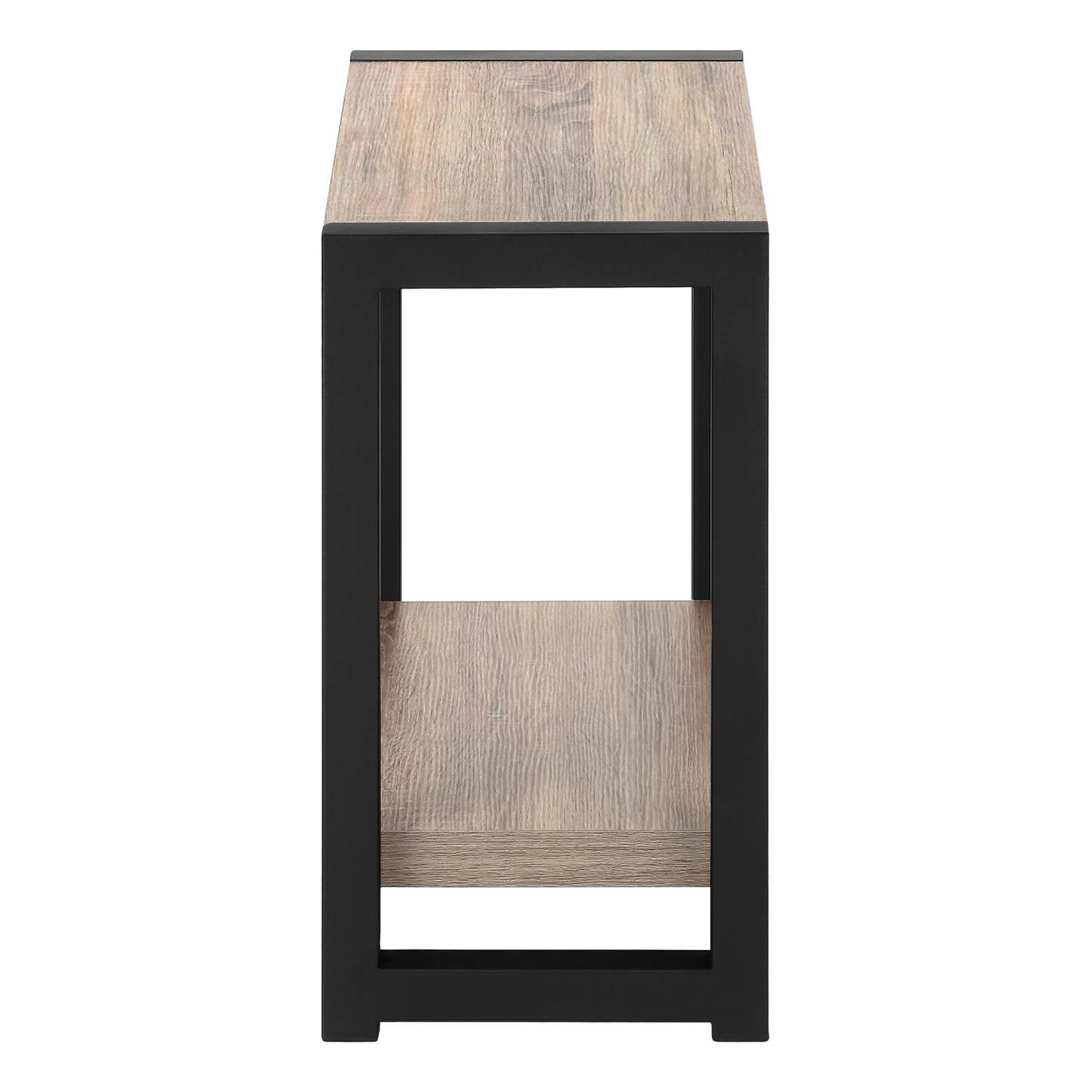 Taupe Black Metal 2-Tier Narrow Accent Table|Table d'appoint étroite taupe et métal noir|D90FB7Y9