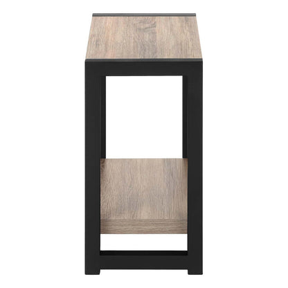 Taupe Black Metal 2-Tier Narrow Accent Table|Table d'appoint étroite taupe et métal noir|D90FB7Y9