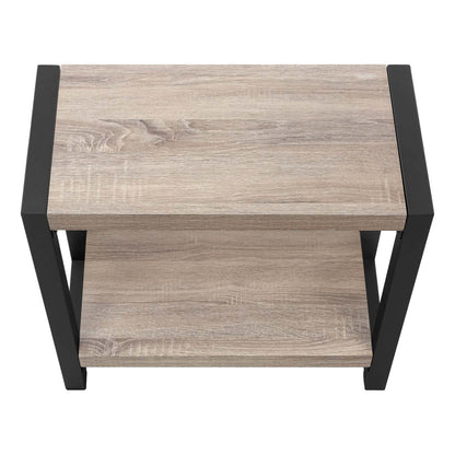 Taupe Black Metal 2-Tier Narrow Accent Table|Table d'appoint étroite taupe et métal noir|D90FB7Y9