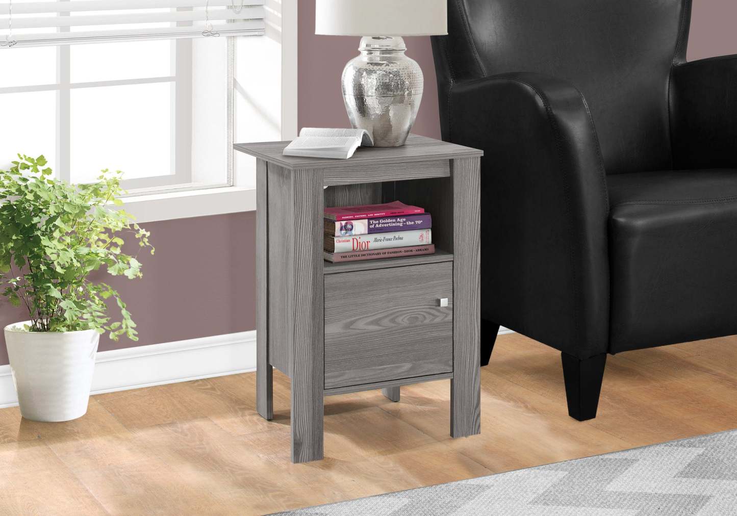 Grey Side Table Nightstand|Table de nuit d’appoint grise|D90F0TBP