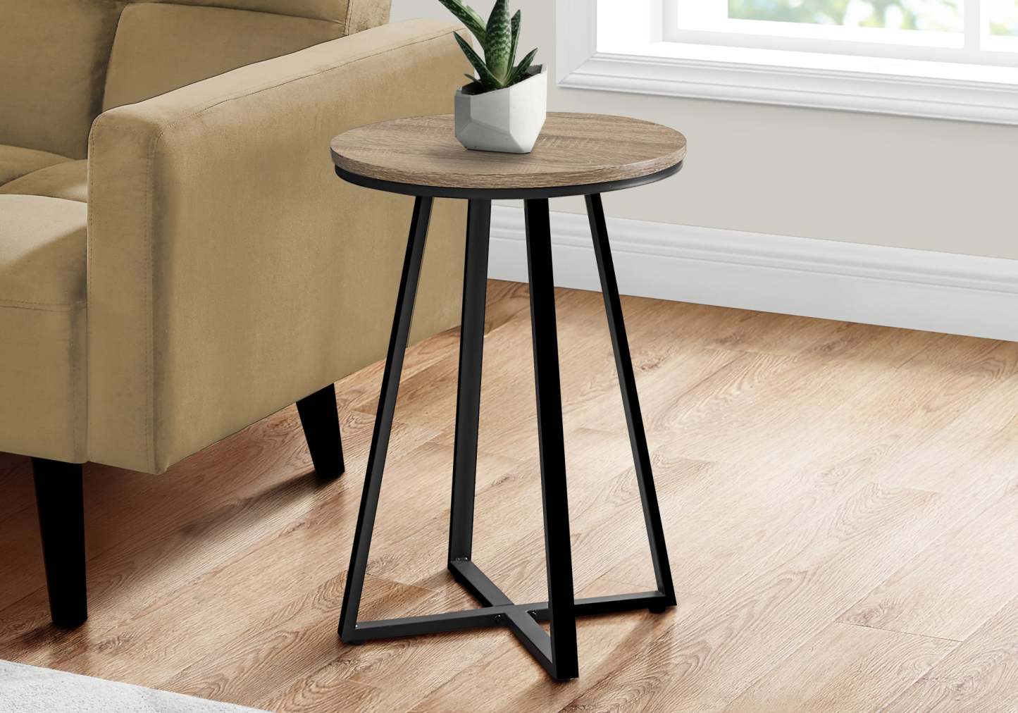 Table d'appoint en métal noir taupe foncé|Table d'appoint taupe foncé et métal noir|D90FFUL0