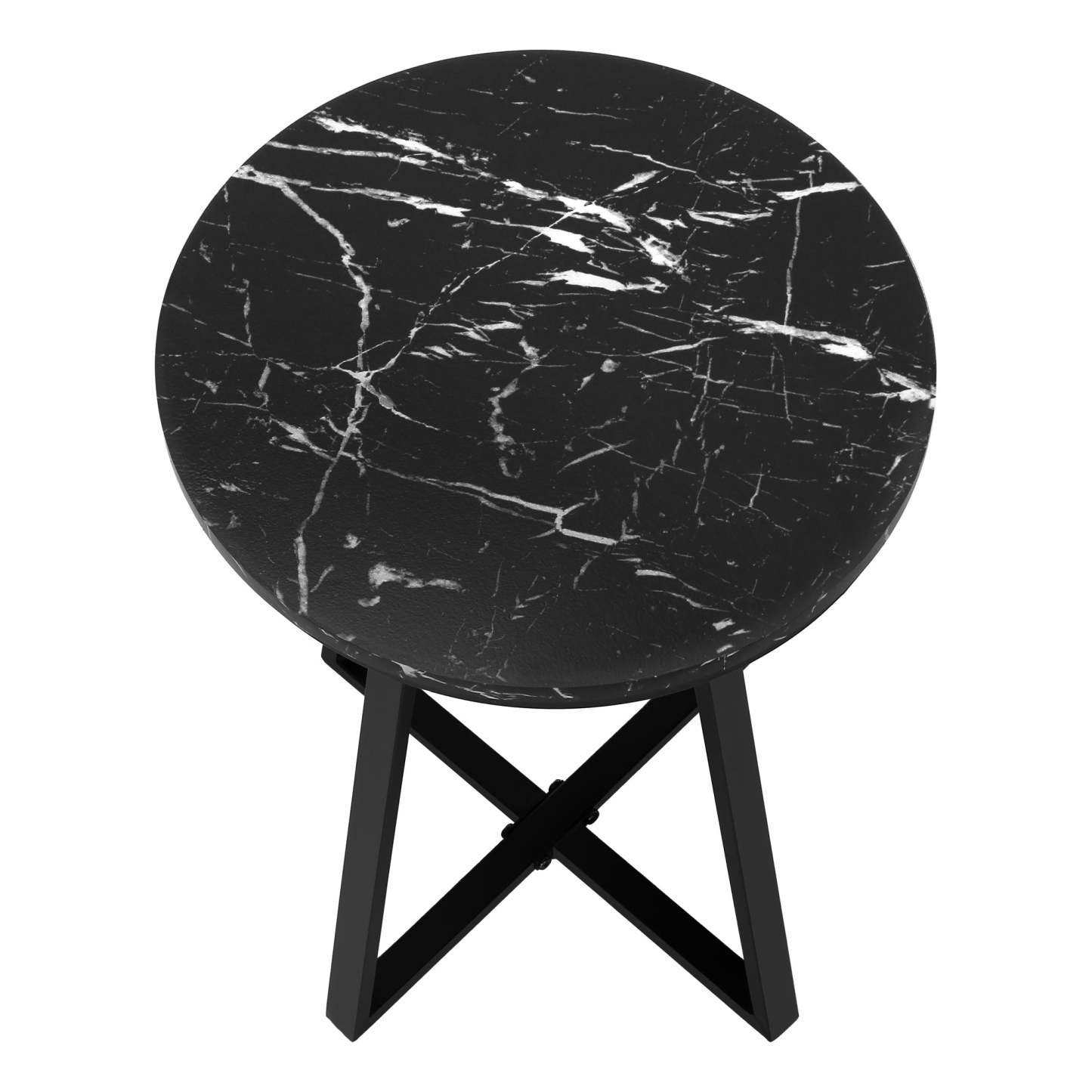 Black Marble Black Metal Accent Table|Table d'appoint métal noir et en métal noir|D90FPX1L