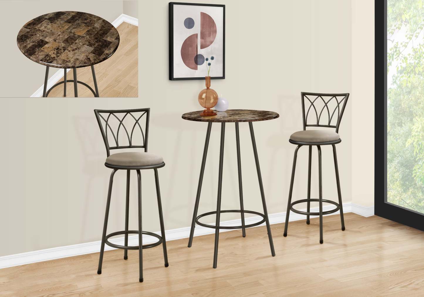 Espresso Marble Coffee Metal Home Bar|Meuble bar métal couleur café et marbre espresso|D90FQDLR