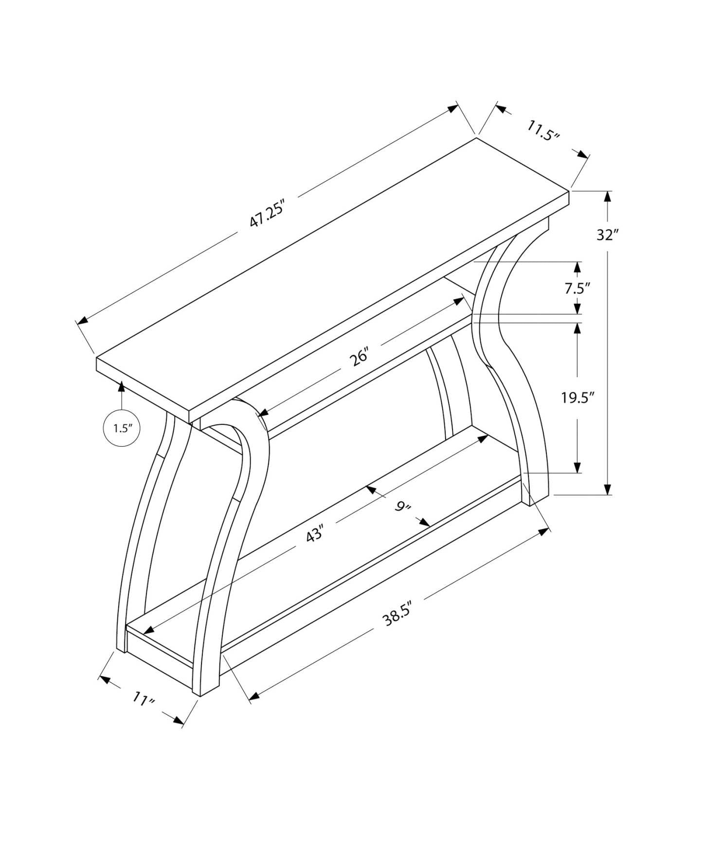 Console d'entrée expresso Hall | D90FIPDG