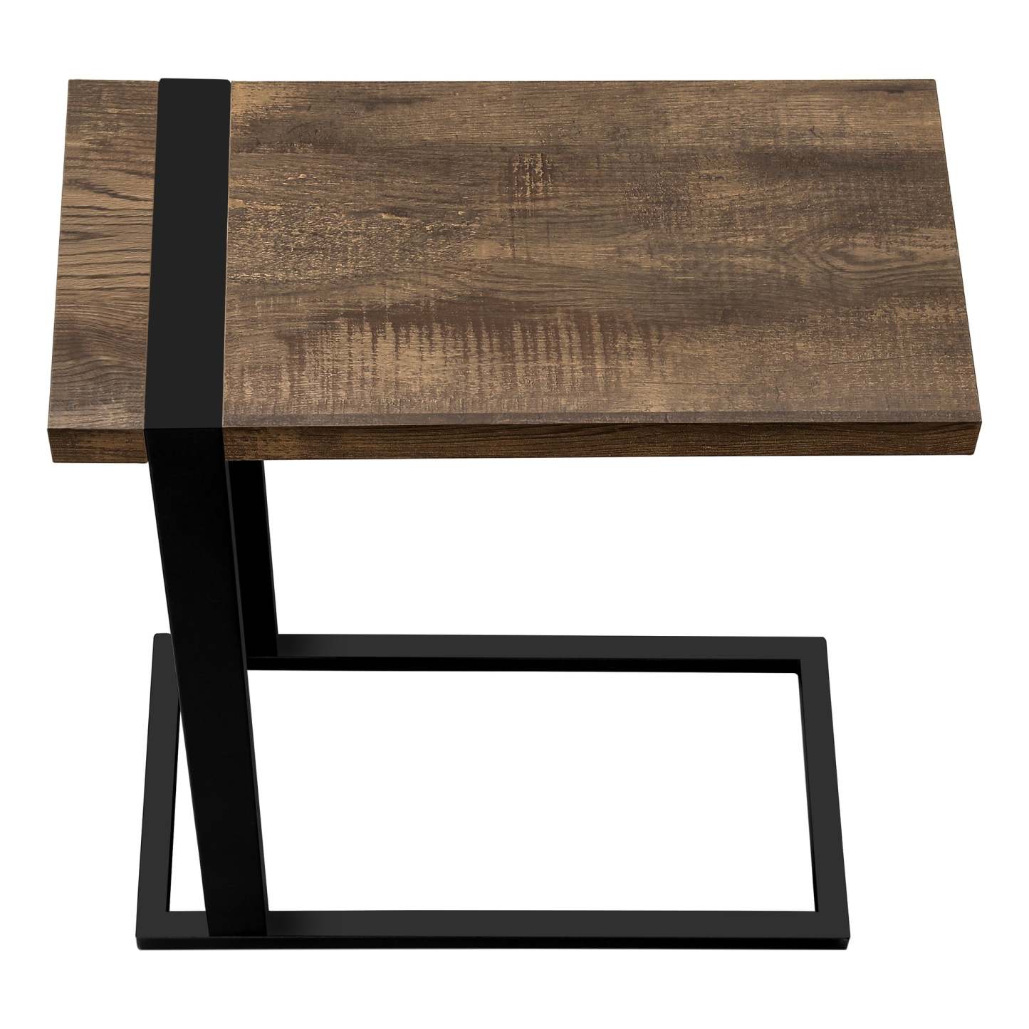 Table d'appoint en métal noir et d'apparence bois recyclé brun|Brown Reclaimed Wood-look Black Metal Side Table|D90FGAI3