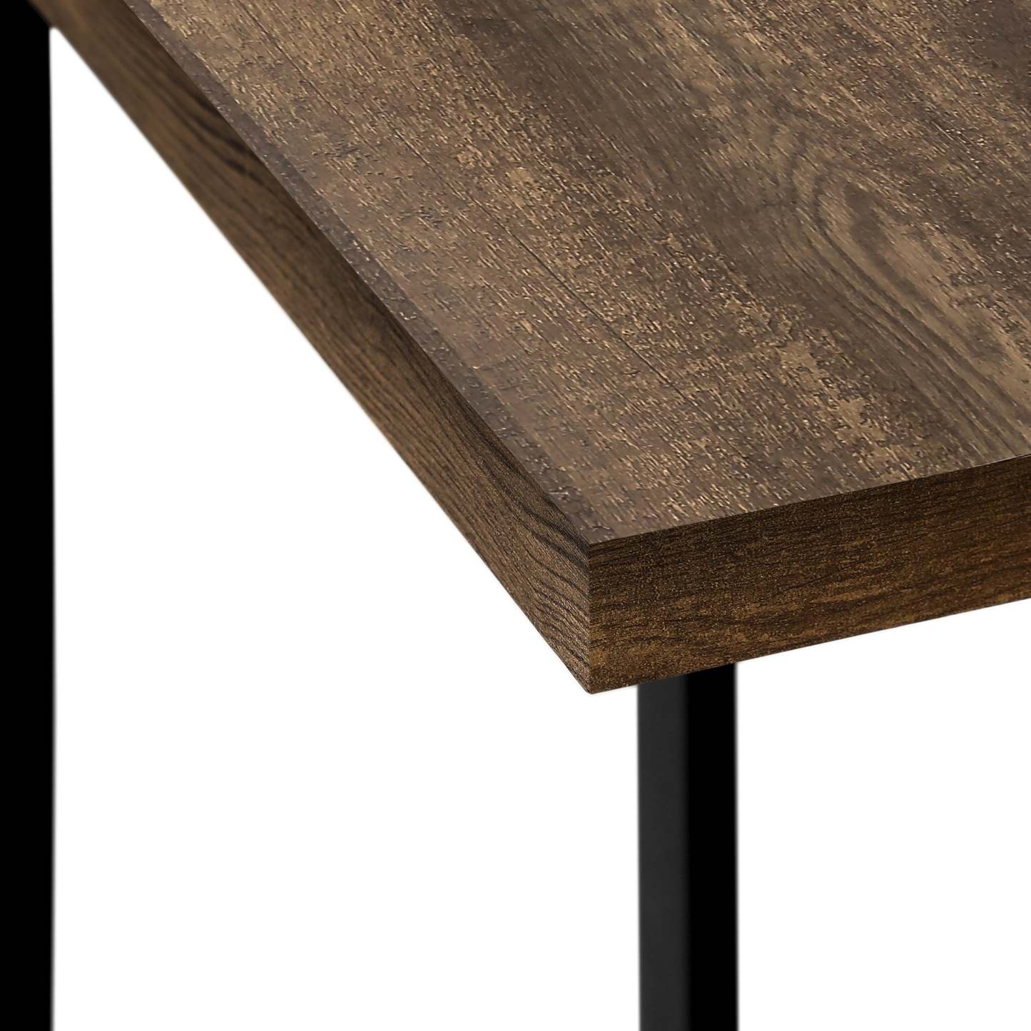 Table d'appoint en métal noir et d'apparence bois recyclé brun|Brown Reclaimed Wood-look Black Metal Side Table|D90FGAI3
