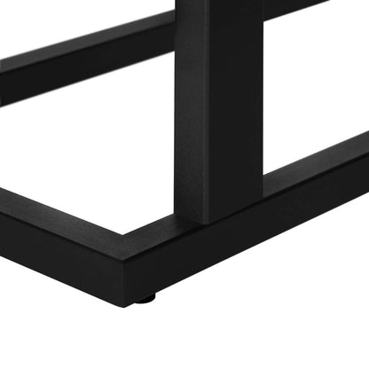 Table d'appoint en métal noir et d'apparence bois recyclé brun|Brown Reclaimed Wood-look Black Metal Side Table|D90FGAI3