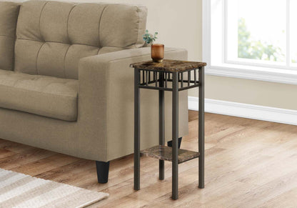 Table d'appoint en métal bronze et marbre espresso|Table d'appoint en métal bronze et marbre espresso|D90FTI8N