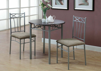 3pcs Set Espresso Silver Metal Dining Set|Ensemble de salle à manger 3 pièces espresso et métal argenté |D90F0Z4B