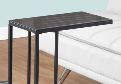 Black Metal Black Tempered Glass Accent Table|Table d'appoint en métal noir et verre trempé noir|D90FSNUB