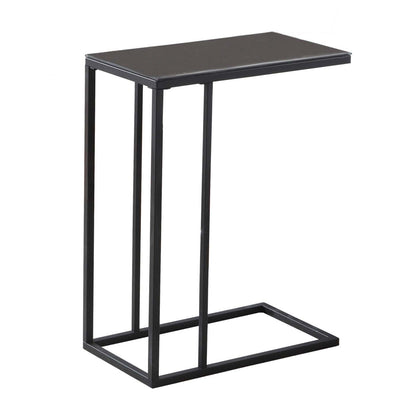 Black Metal Black Tempered Glass Accent Table|Table d'appoint en métal noir et verre trempé noir|D90FSNUB