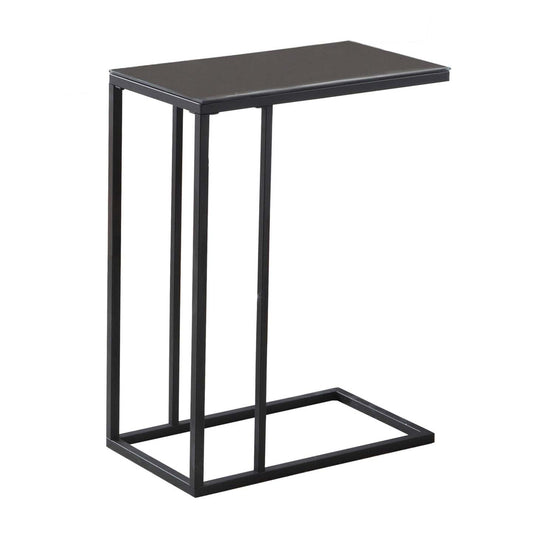 Black Metal Black Tempered Glass Accent Table|Table d'appoint en métal noir et verre trempé noir|D90FSNUB