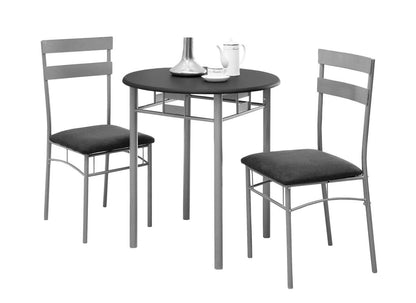 3pcs Set Black Silver Metal Dining Set|Ensemble de salle à manger 3 pièces noir et métal argenté|D90FPXU6