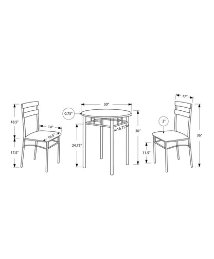 3pcs Set Black Silver Metal Dining Set|Ensemble de salle à manger 3 pièces noir et métal argenté|D90FPXU6