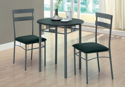 3pcs Set Black Silver Metal Dining Set|Ensemble de salle à manger 3 pièces noir et métal argenté|D90FPXU6