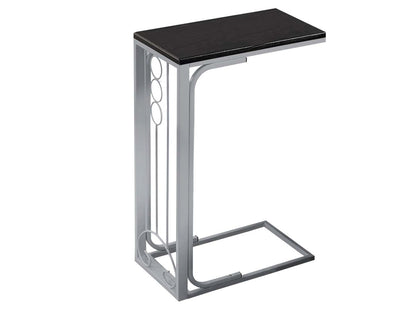 Black Top Silver Metal Accent Table|Table d'appoint en métal argenté et dessus noir|D90FD5LH