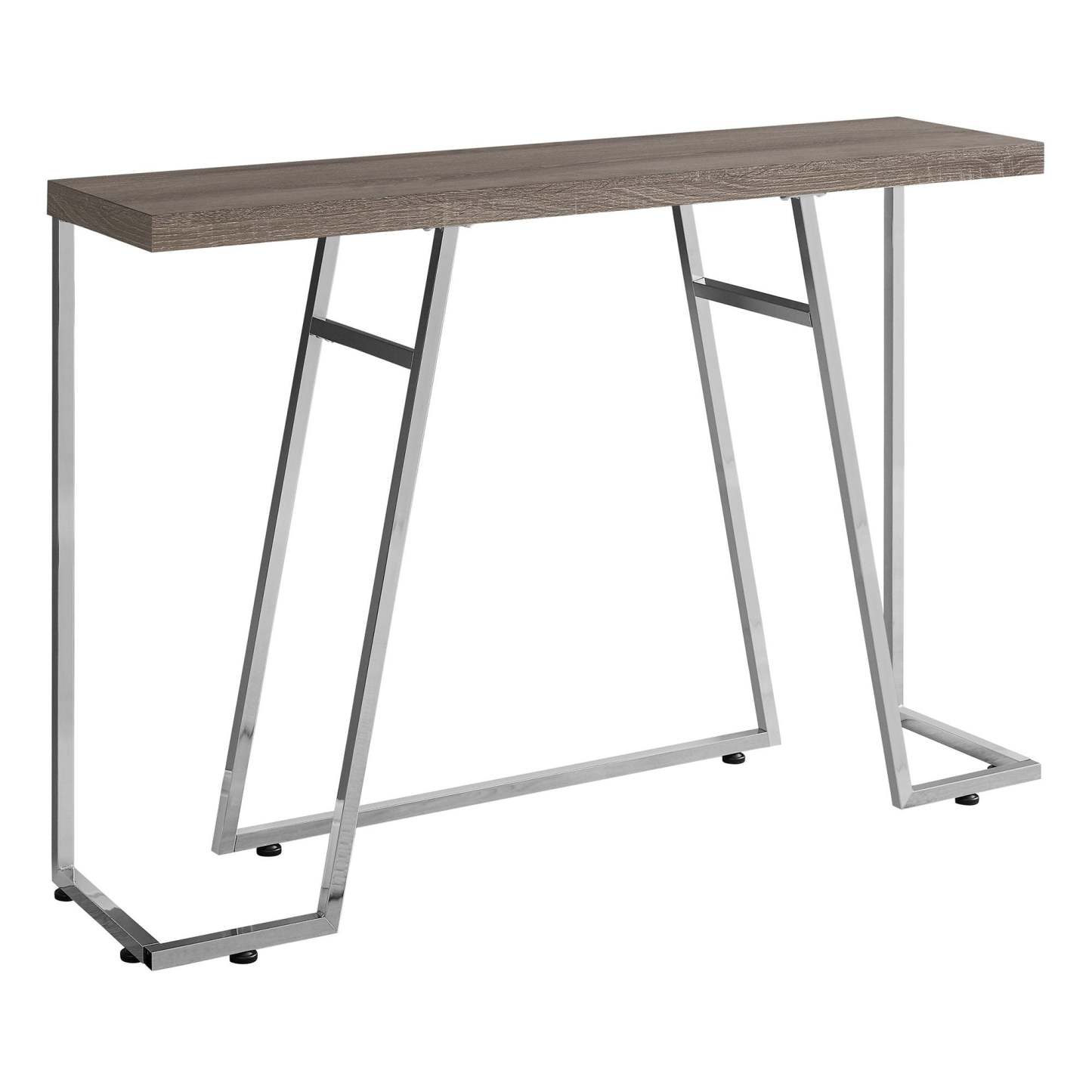 Table d'appoint en métal chromé taupe foncé|Table d'appoint taupe foncé et métal chromé|D90F79UN