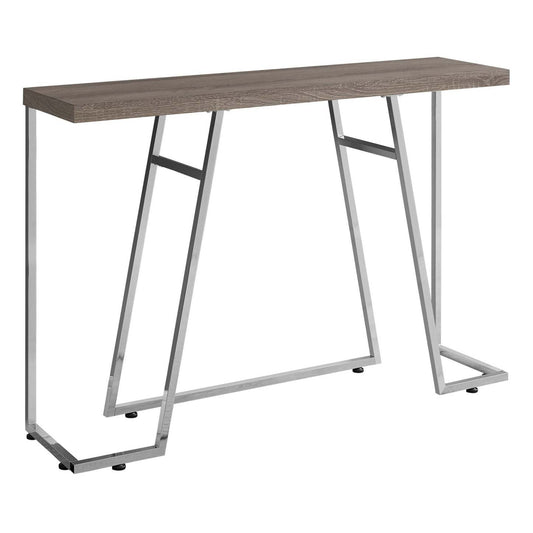 Table d'appoint en métal chromé taupe foncé|Table d'appoint taupe foncé et métal chromé|D90F79UN