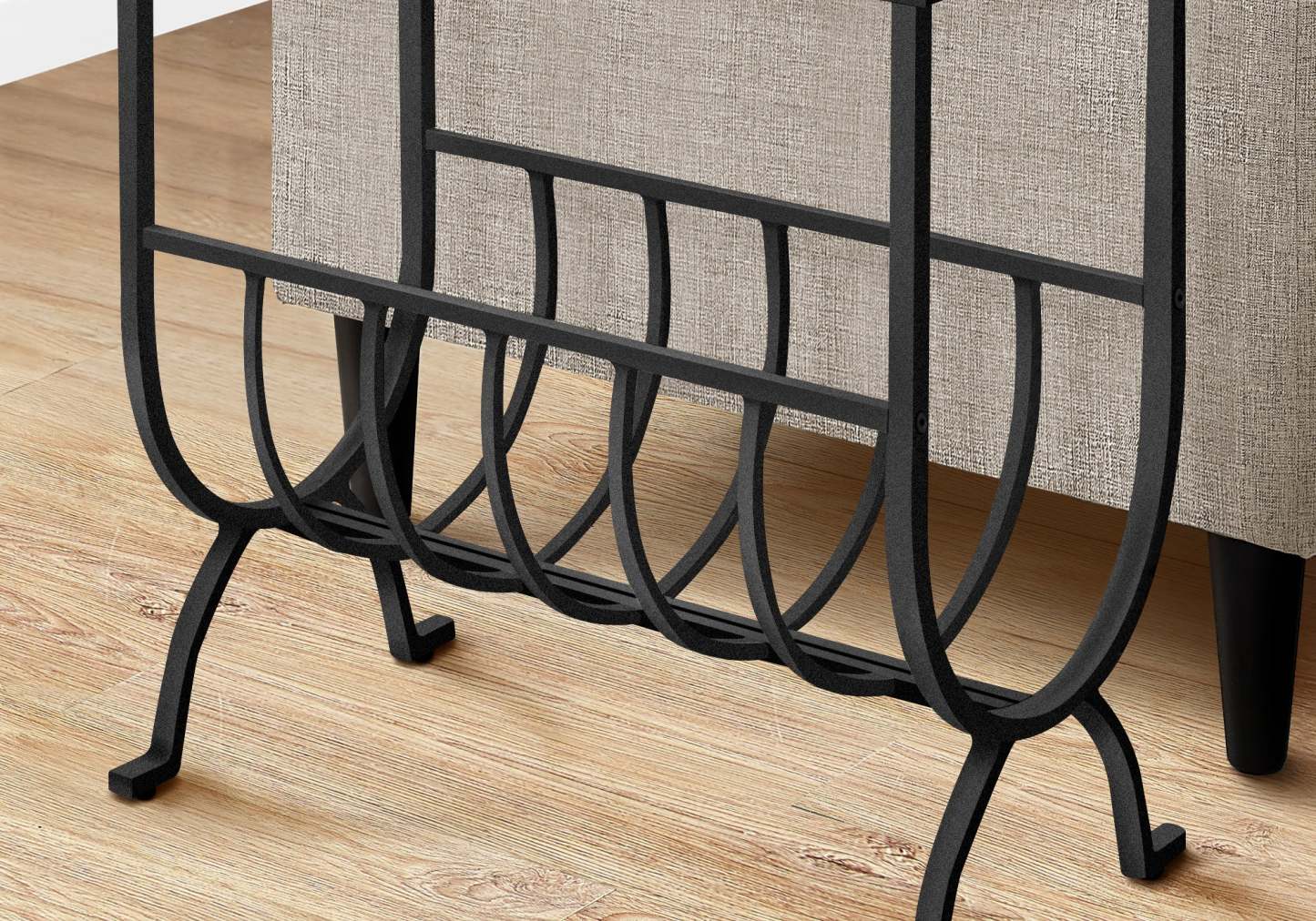 Table d'appoint en métal noir avec verre trempé|Table d'appoint en métal noir avec verre trempé|D90FHV9F