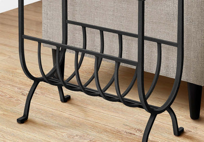 Table d'appoint en métal noir avec verre trempé|Table d'appoint en métal noir avec verre trempé|D90FHV9F