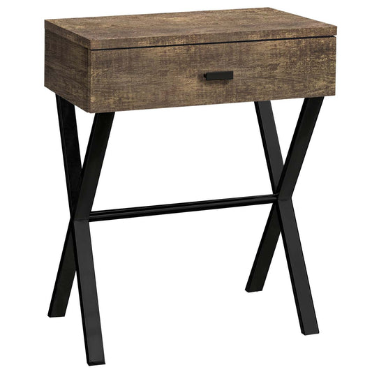 Brown Reclaimed Wood Black Metal Accent Table|Table d’appoint en métal noir et bois recyclé brun|D90FCHMZ