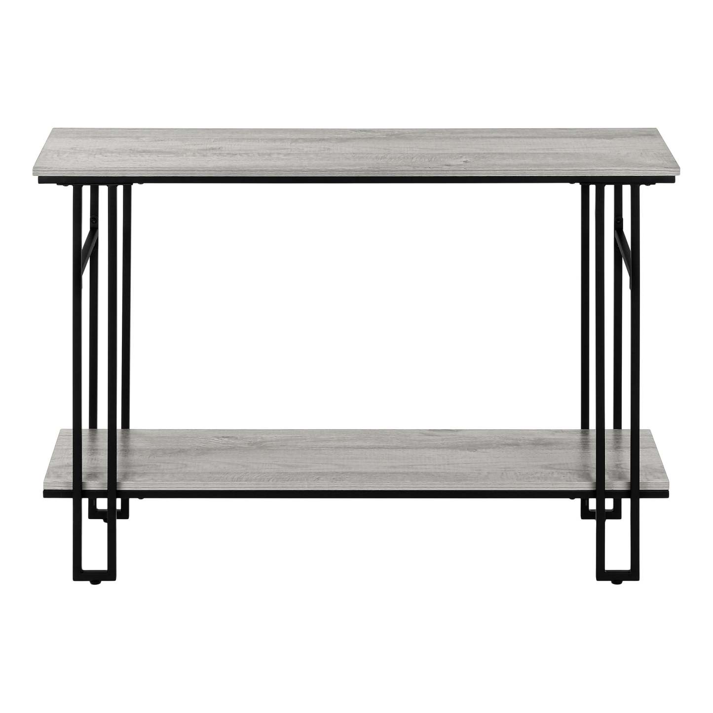 Console métal noir et d’apparence bois gris|Grey Wood-look Black Metal Console Table|D90FPK7U