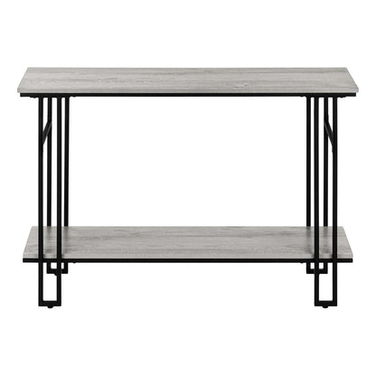 Console métal noir et d’apparence bois gris|Grey Wood-look Black Metal Console Table|D90FPK7U