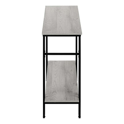 Console métal noir et d’apparence bois gris|Grey Wood-look Black Metal Console Table|D90FPK7U