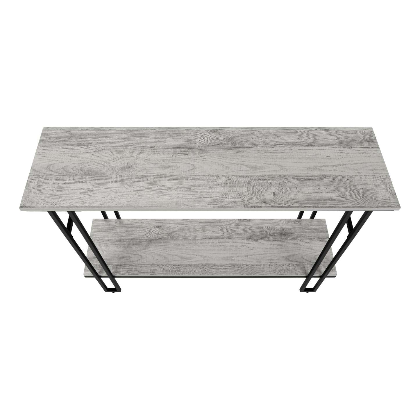 Console métal noir et d’apparence bois gris|Grey Wood-look Black Metal Console Table|D90FPK7U
