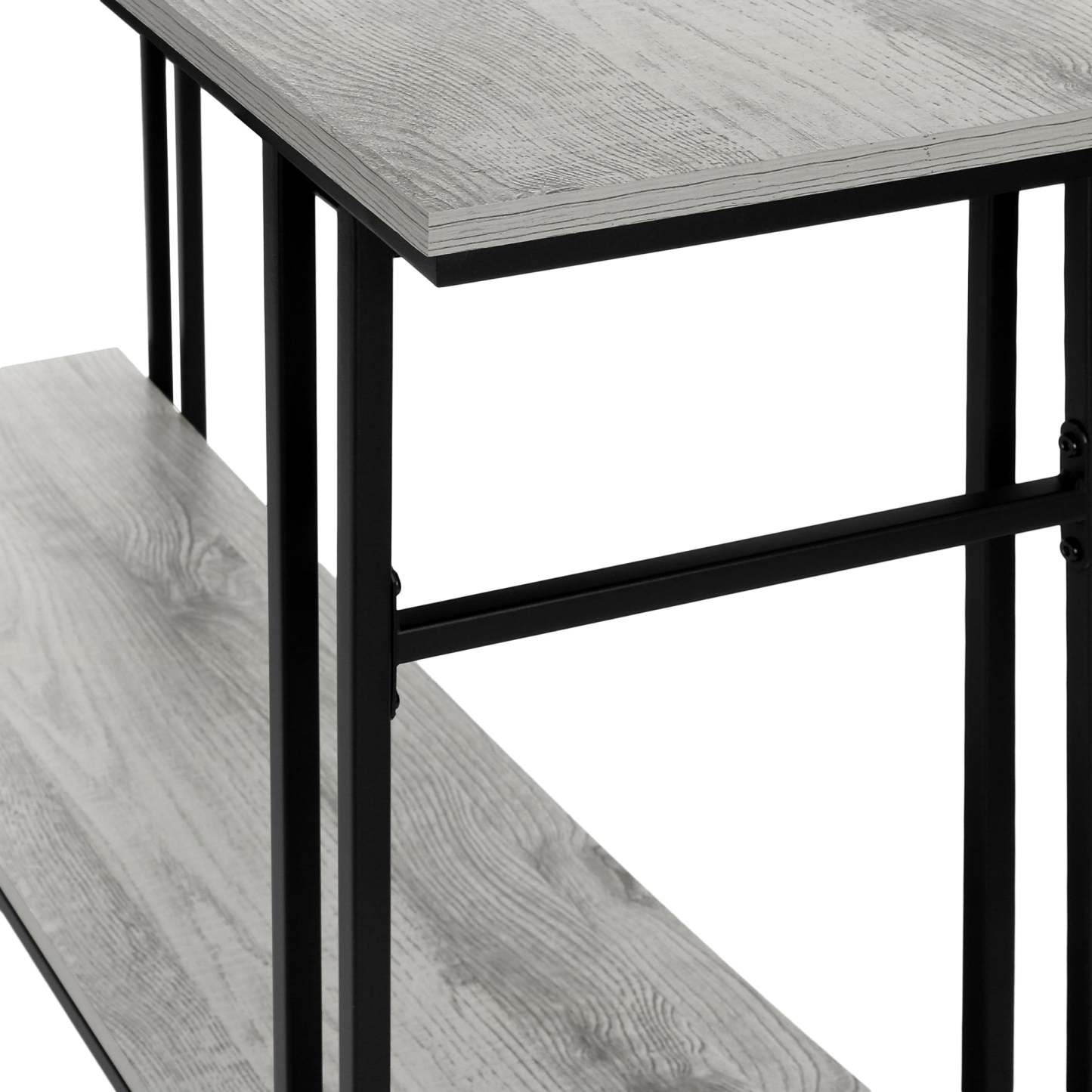 Console métal noir et d’apparence bois gris|Grey Wood-look Black Metal Console Table|D90FPK7U