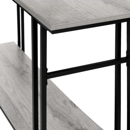 Console métal noir et d’apparence bois gris|Grey Wood-look Black Metal Console Table|D90FPK7U
