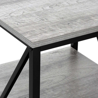 Table de nuit d’appoint métal noir et d’apparence bois gris|D90FAIT4
