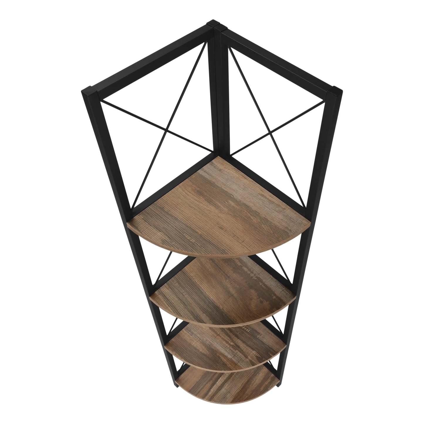 Bibliothèque noire aspect bois de récupération marron|Bibliothèque noire et d'apparence bois recyclé brun|D90FON7I