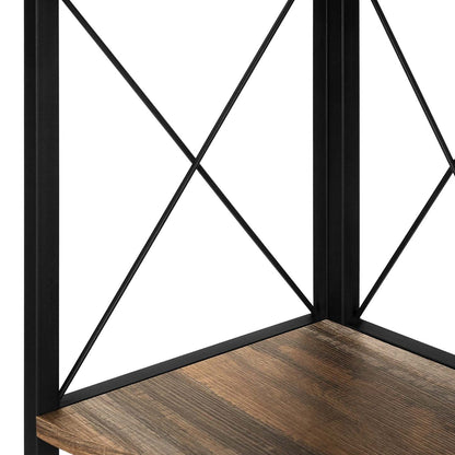 Bibliothèque noire aspect bois de récupération marron|Bibliothèque noire et d'apparence bois recyclé brun|D90FON7I