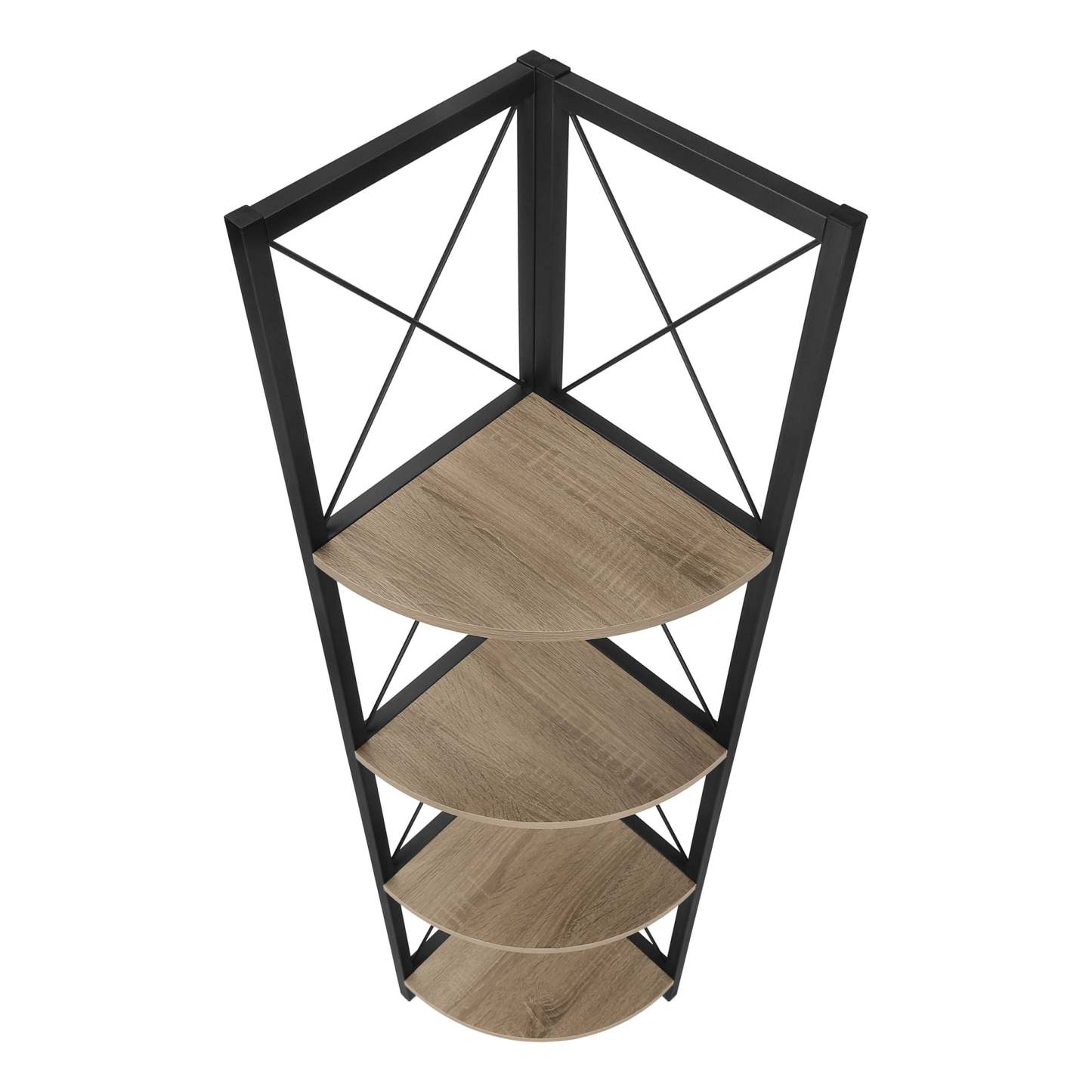 Bibliothèque noire et d’apparence bois taupe foncé|Dark Taupe Wood-look black Bookcase|D90FWZWM