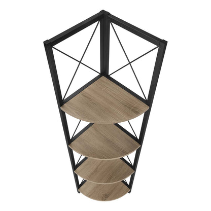 Bibliothèque noire et d’apparence bois taupe foncé|Dark Taupe Wood-look black Bookcase|D90FWZWM