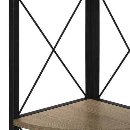 Bibliothèque noire et d’apparence bois taupe foncé|Dark Taupe Wood-look black Bookcase|D90FWZWM