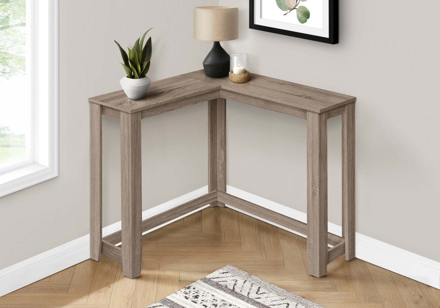 Table d'appoint console d'angle taupe foncé|Console en coin taupe foncé|D90FC8VK
