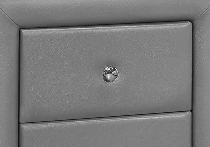 Table de nuit en similicuir gris|Table de nuit d'apparence cuir gris|D90FU7PX