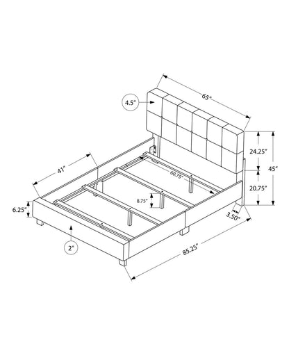 Queen Size Beige Linen-look Bed|Grand lit d’apparence lin beige|D90FLEAO