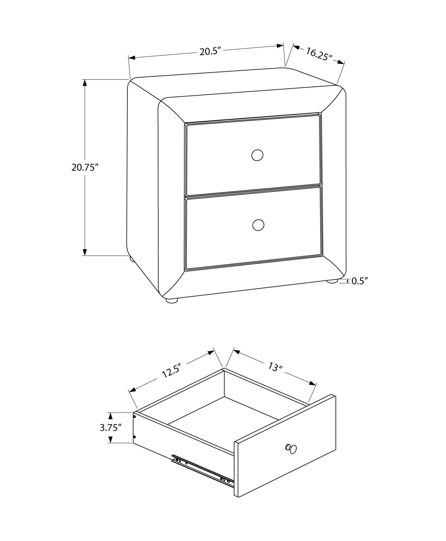 Table de nuit en velours gris clair|Table de nuit en velours gris clair|D90FWD93