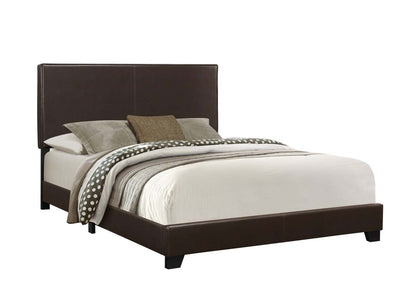 Queen Size Dark Brown Leather-look Bed|Grand lit d’apparence cuir brun foncé|D90FI0GU