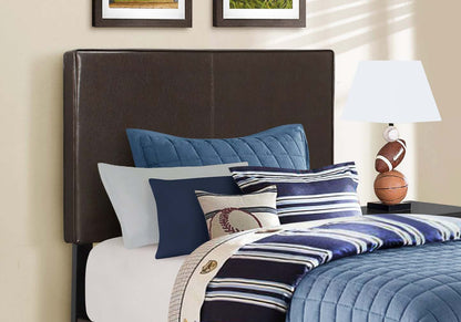 Lit simple d'apparence cuir brun foncé | D90FRFDU