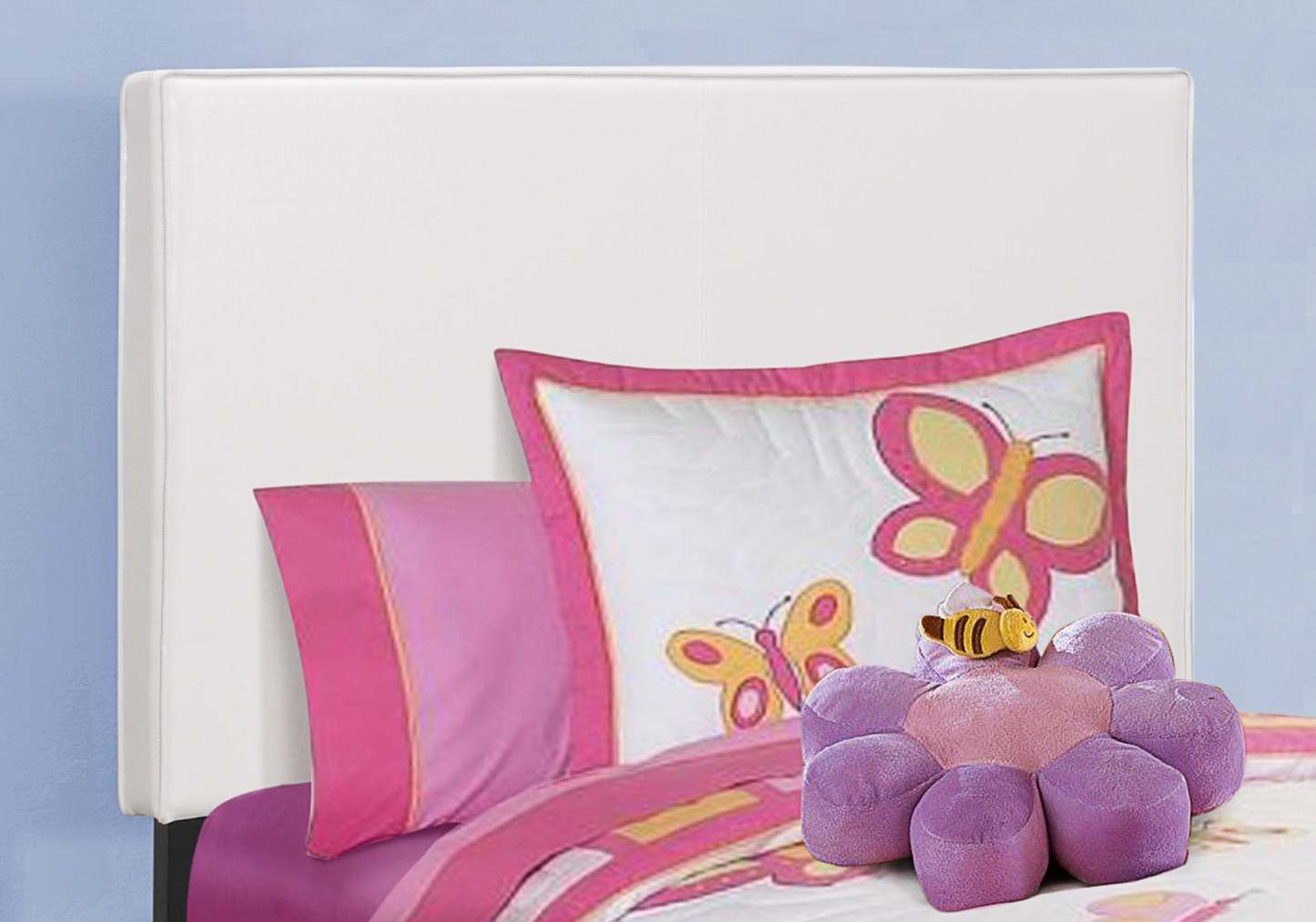 Lit simple d'apparence cuir blanc pour une personne | D90FALI3