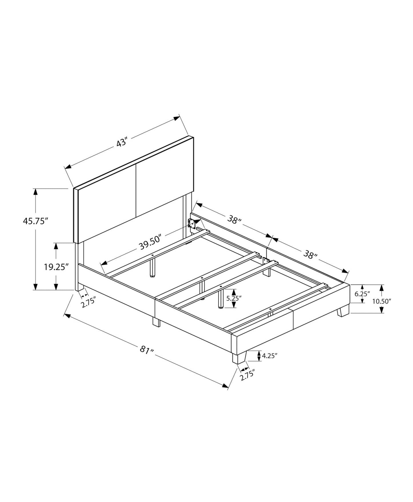 Lit simple d'apparence cuir gris pour une personne | D90FOUVG