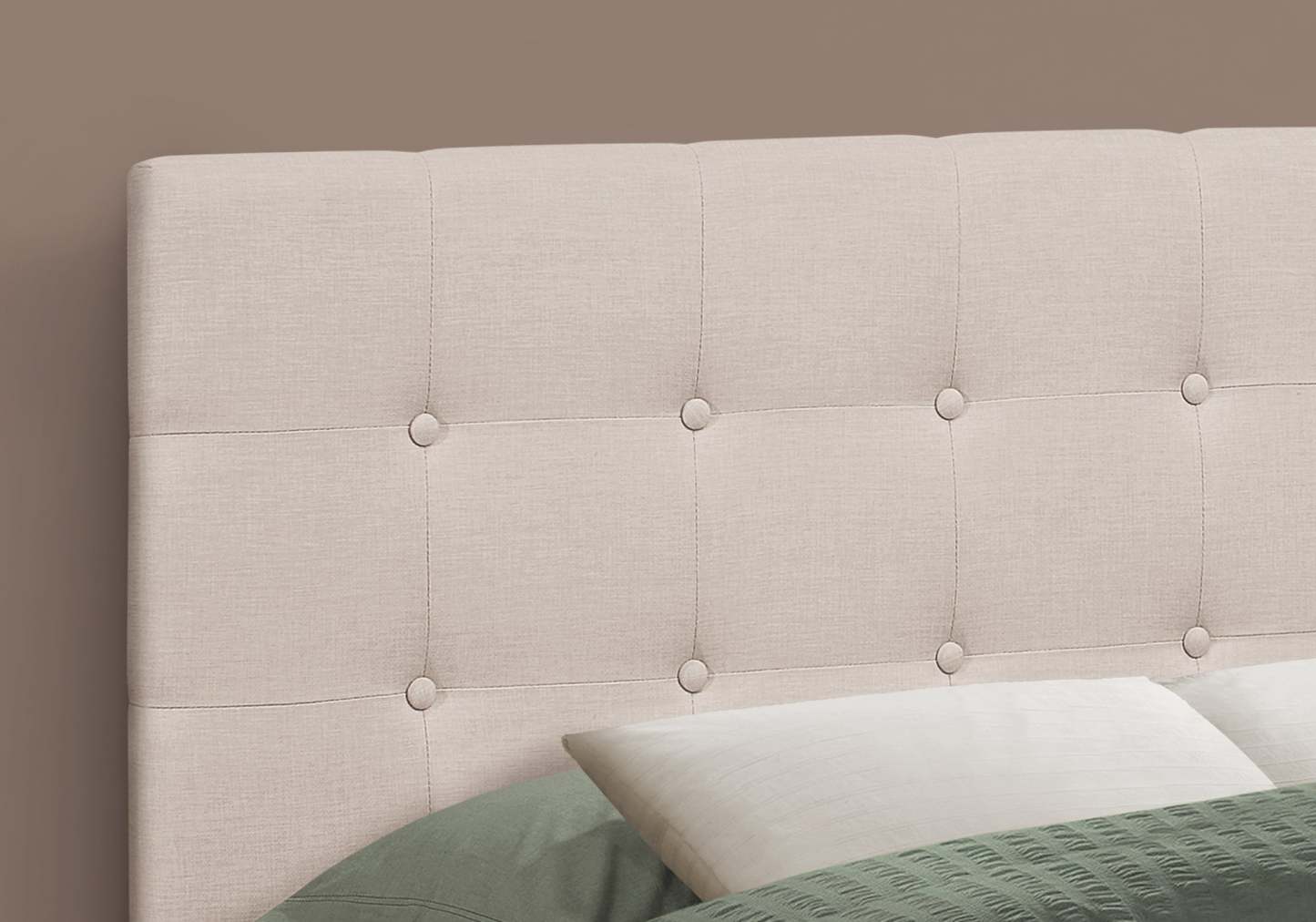 Tête de lit d’apparence lin beige pour lit double|Full Size Beige Linen-look Headboard|D90FYIGD