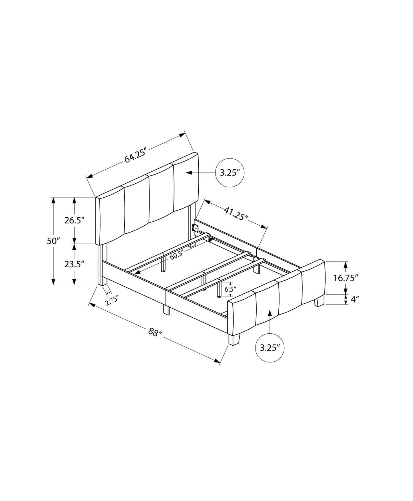 Queen Size Beige Linen-look Bed|Grand lit d’apparence lin beige|D90F0QU3
