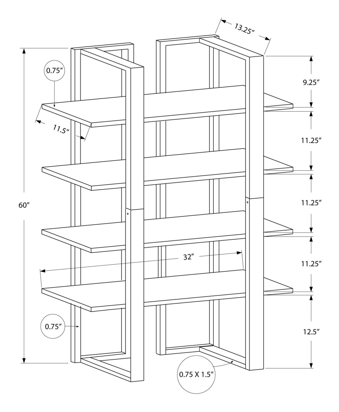 Bibliothèque en métal noir taupe foncé|Bibliothèque taupe foncé et métal noir|D90F8C8K